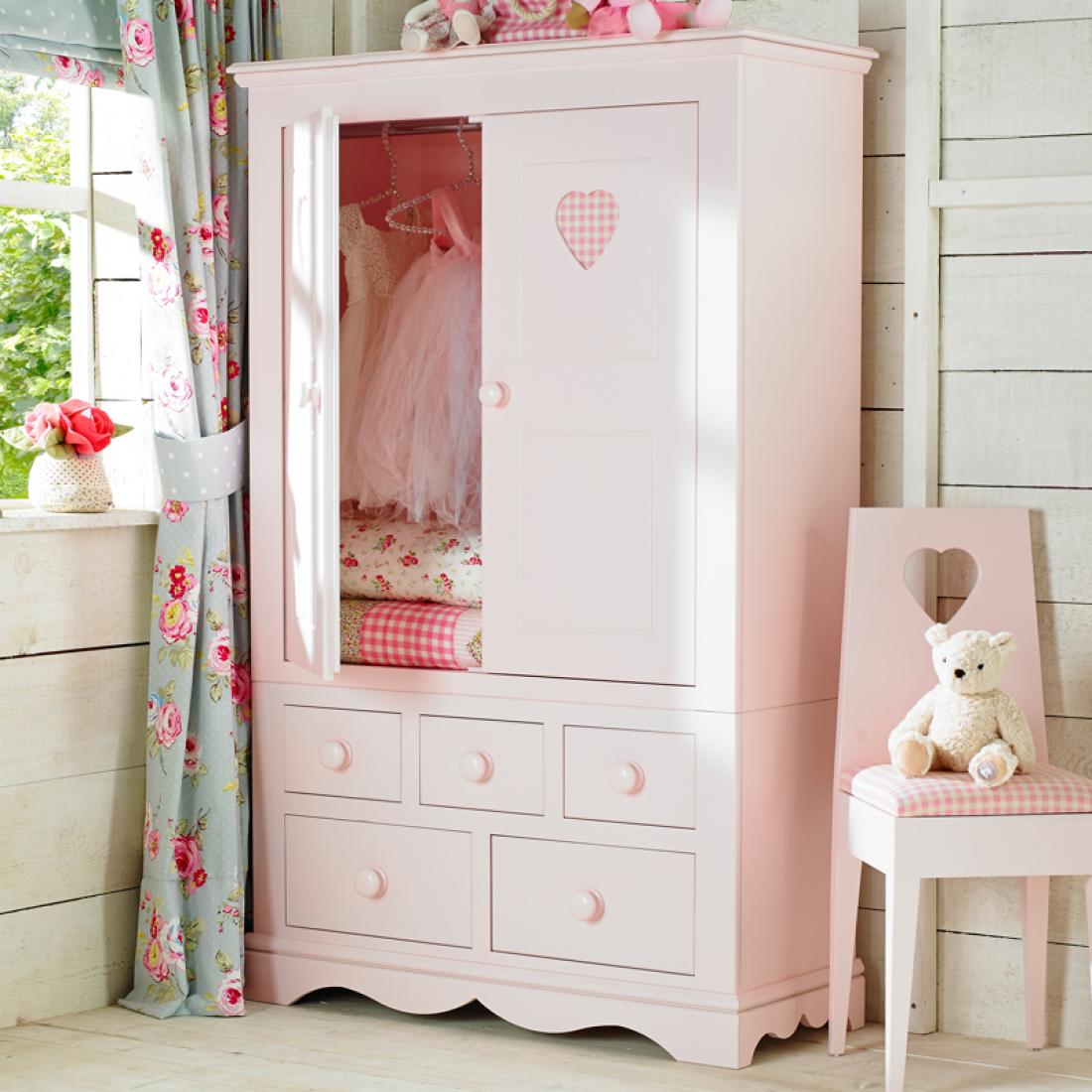 Pink wooden deals wardrobe